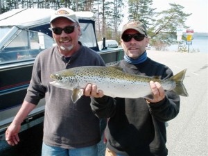 Greg Massey and Bob Giguire proudly show one of their spring salmon.