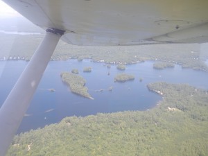 Counting active fishing boats on Little Sebago from the air.