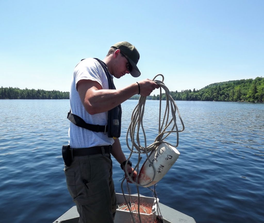 Buoys mark the location of the nets.