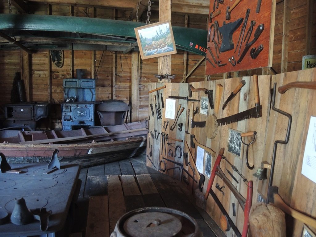 The Churchill Dam History Center has a wonderful display of a bateau and tools of the time. There also is some machinery and a couple of vehicles at the center.