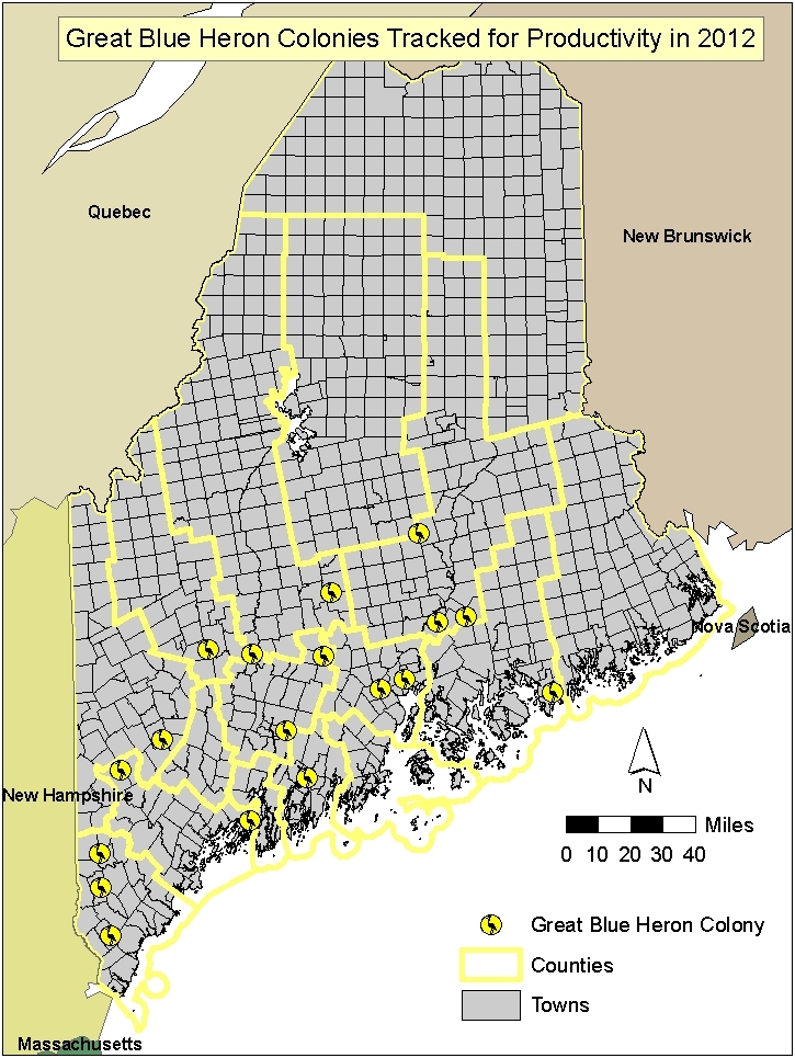 Figure 4. Volunteers and biologists tracked productivity at individual nests within 18 colonies across the state in 2012.