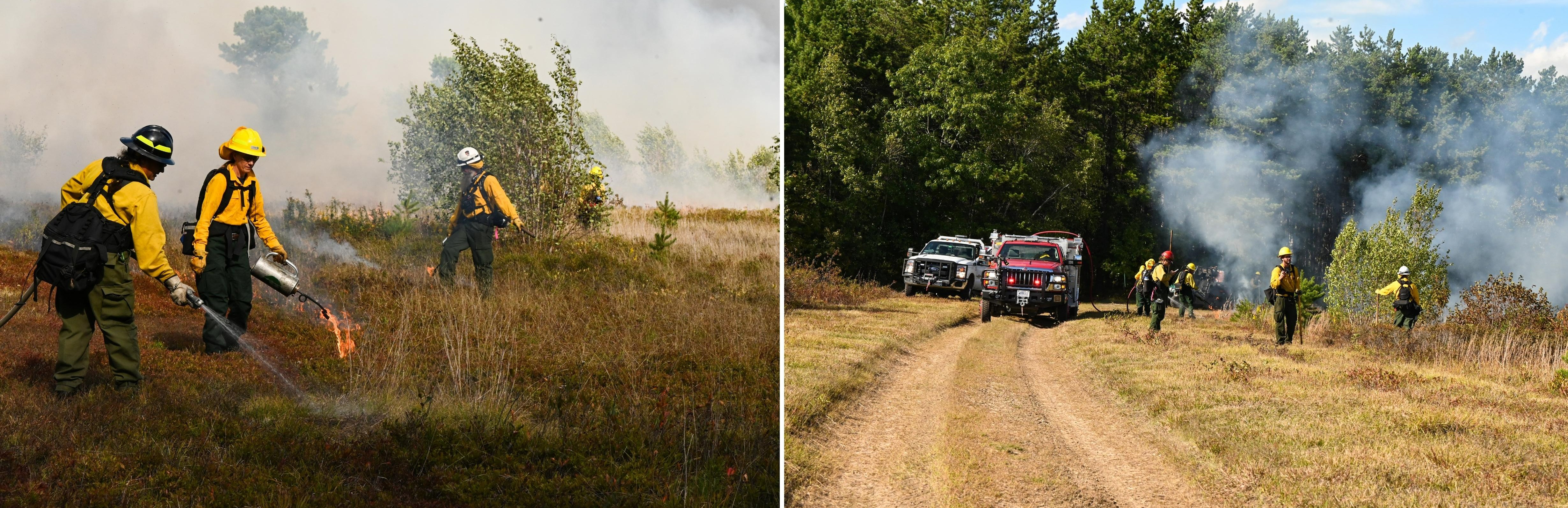 crew managing the boundary of the burn