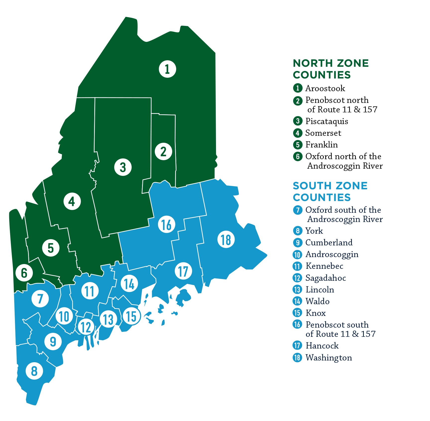 North and South Maine Fishing Zones