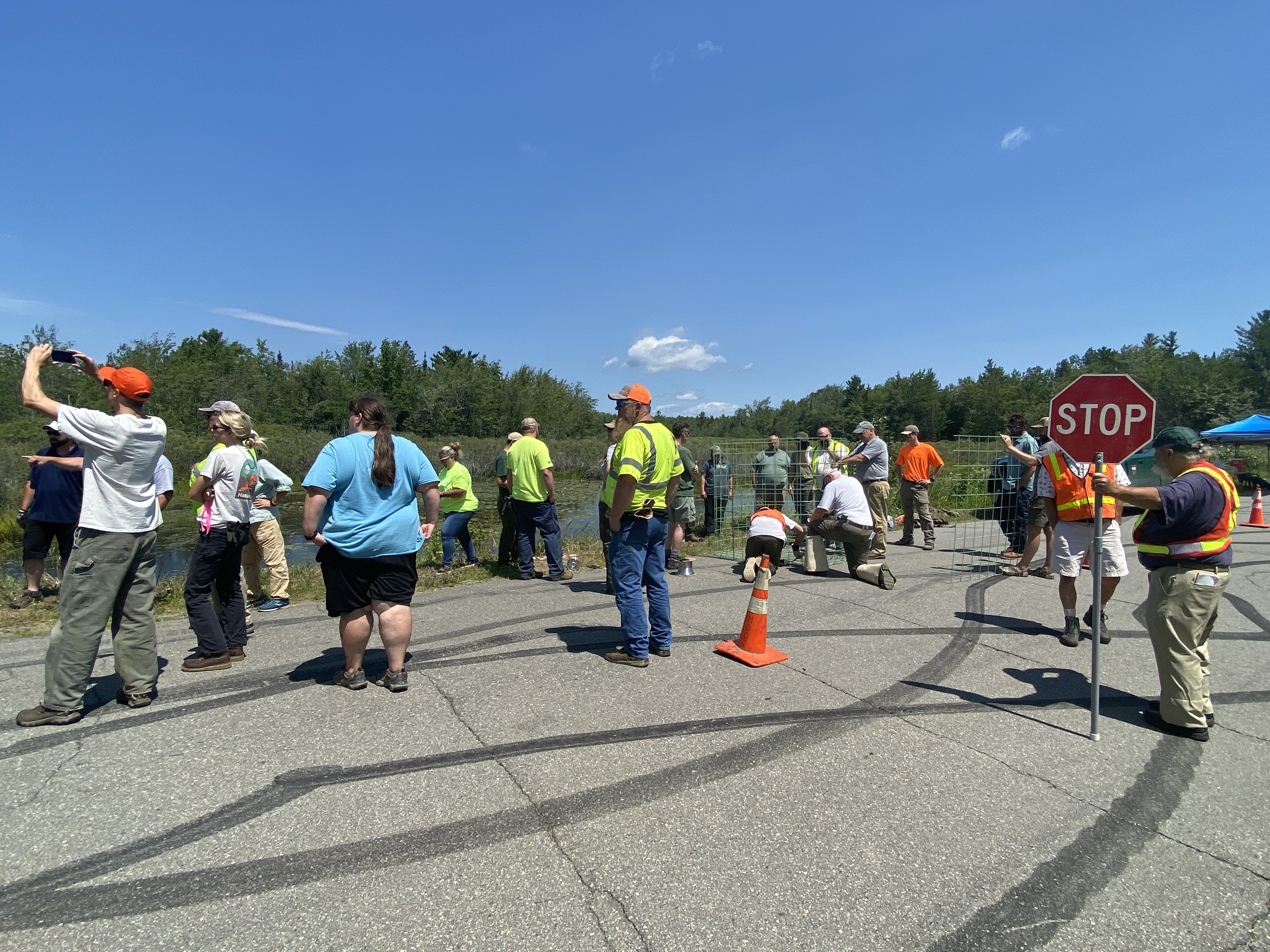 workshop participants in the field