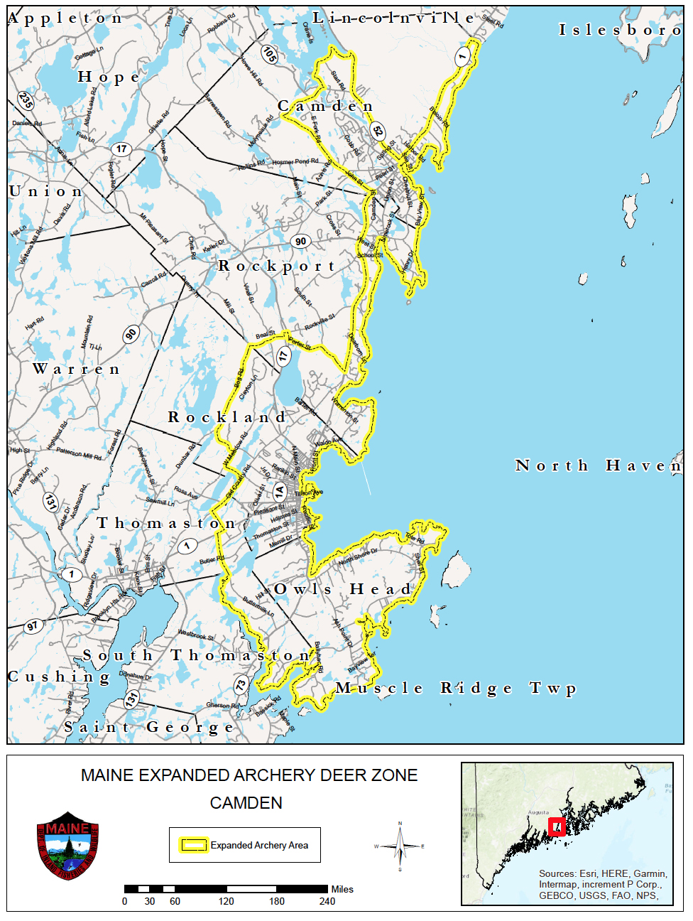 Expanded Archery Area Map for Camden Area