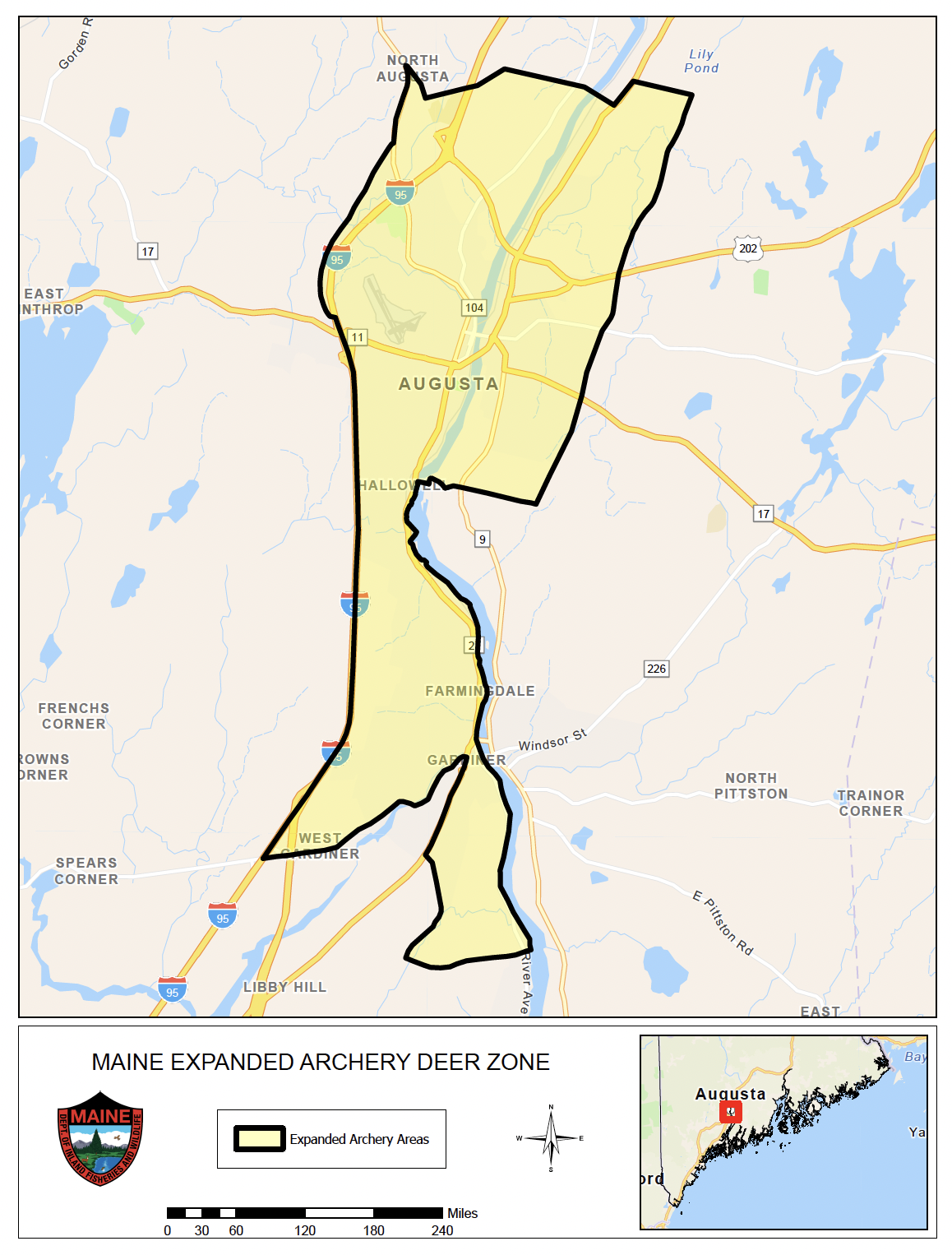 Expanded Archery Map for Augusta Area