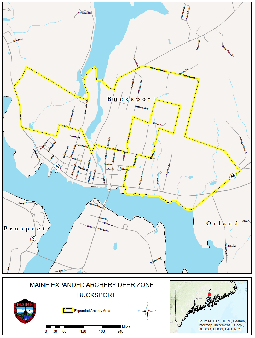 Expanded Archery Map for Bucksport Area