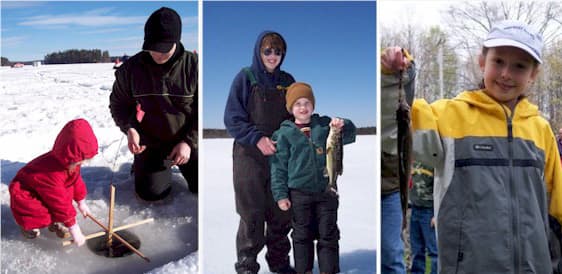 Kids learning how to fish