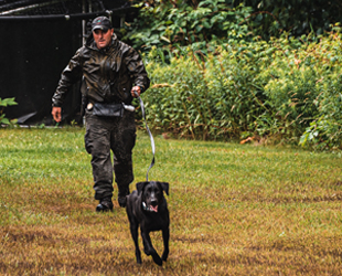 Game Warden walking with K9