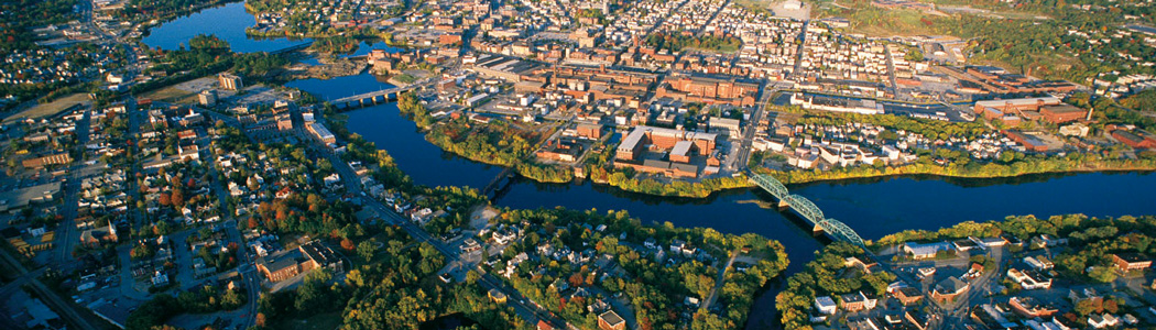 Aerial view of Lewiston and Auburn