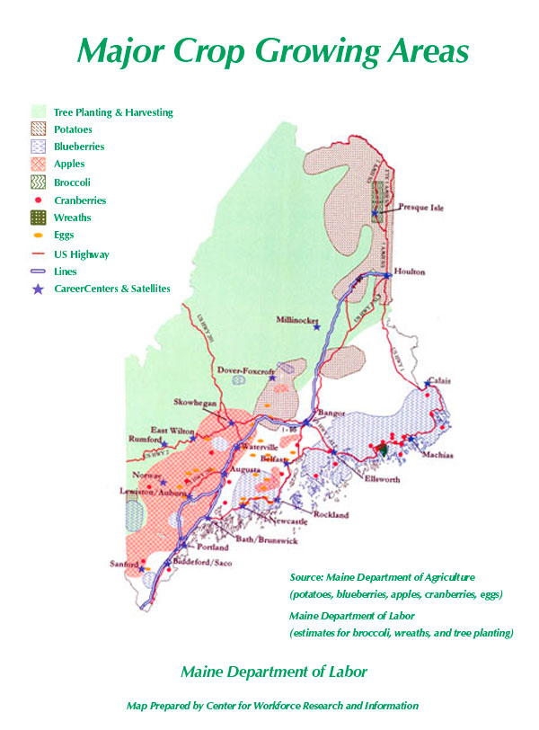 map of Maine crop growing areas