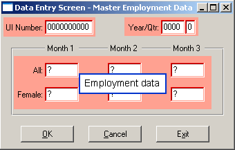 Data Entry Screen Master Employment Data