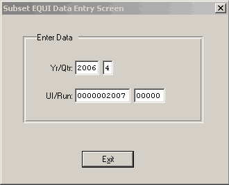 Subset EQUI Data Entry Screen