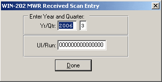 MWR Received Scan Entry Screen