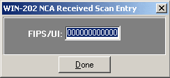 NCA Received Scan Entry Screen
