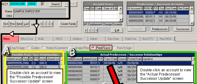 Wage Record Predecessor Successor Screen