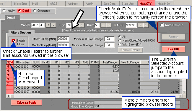 Macro County Detail Screen