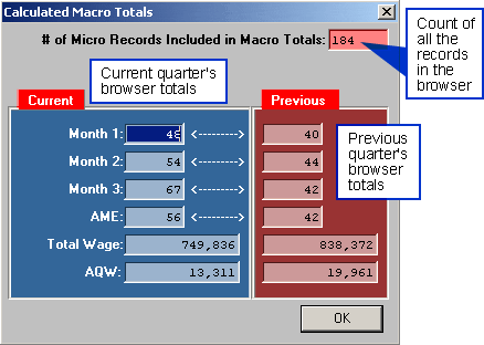 Calculated Macro Totals Screen