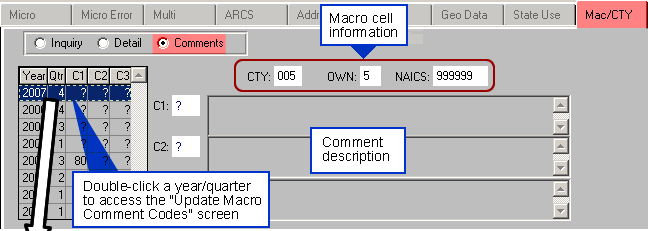 Macro County Comments Screen
