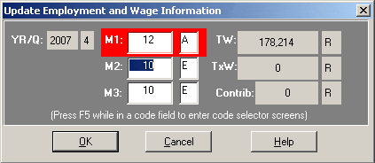Update Employment and Wage Information Screen