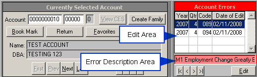 Edit Area Screen