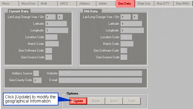 Geographical Data Screen