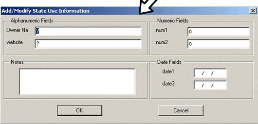 Add/Modify State Use Information Screen