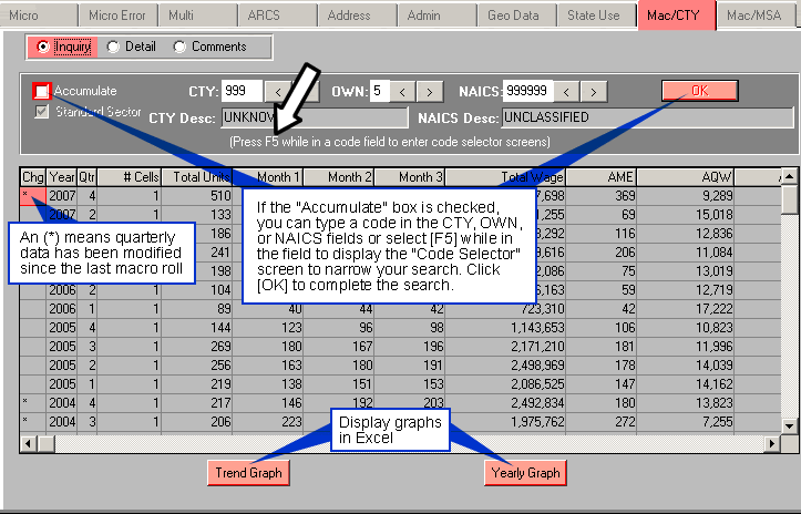 Macro County Inquiry Screen