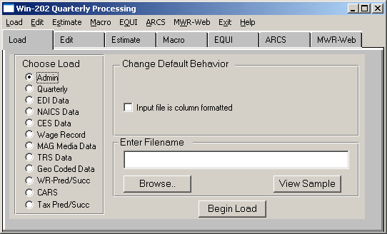 Quarterly Processing Screen