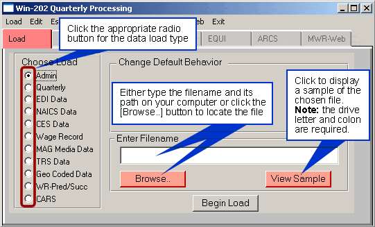 Quarterly Processing Load Screen