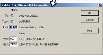 Update LMA, WIA, or MSA Information Screen