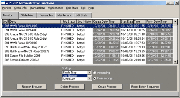 Administrative Functions Screen