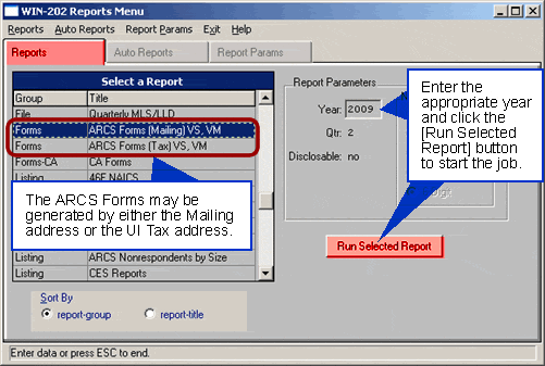 Generating ARCS Forms