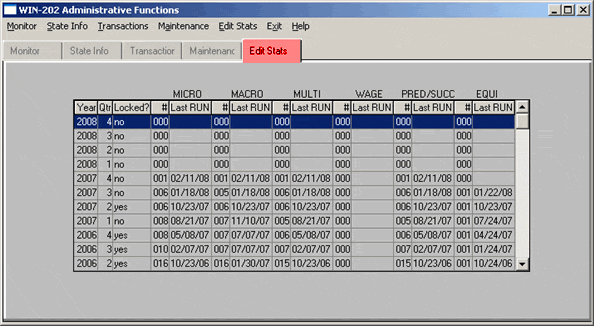 Edit Statistics Screen