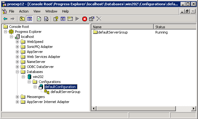 Progress Explorer Tool showing default configuration