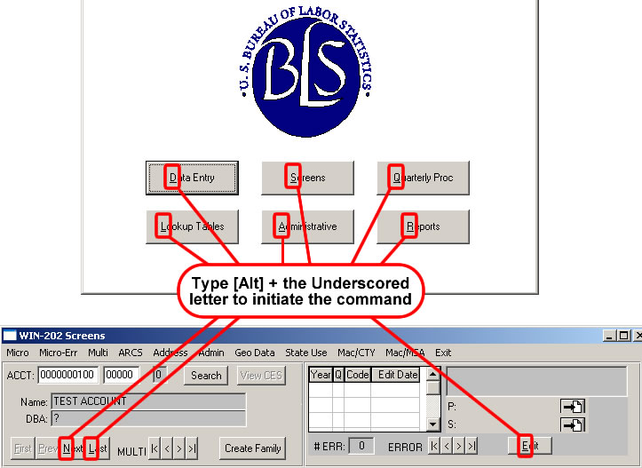 Examples of Underscores used for shortcuts