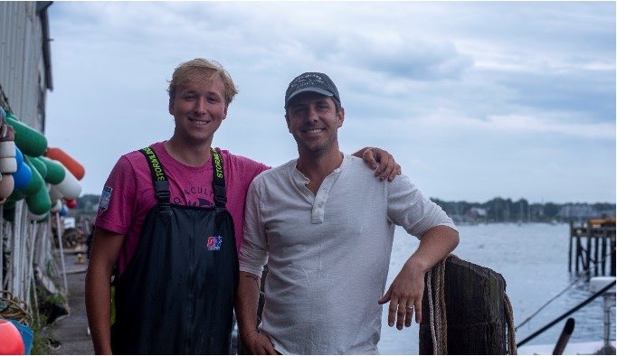 Pre-apprentice Andrew Hoffman and Bangs Island Mussels CEO Matthew Moretti at work in Portland.