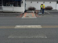Cutting pavement for ADA detectables at the Chart Room Restaurant in Hulls Cove.