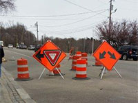 Directional signs for the intersection of Water Street and Winthrop Street