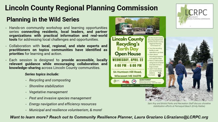 A slide detailing the Lincoln County Regional Planning Commission​ Planning in the Wild Series​