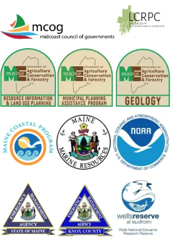 Logos for MCOG, LCRPC, BRILUP, MPAP, Geology, MCP, MMR, NOAA, EMA, Knox County EMA, and Wells Reserve.