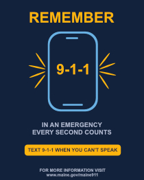 Phone with words encouraging use of texting 911