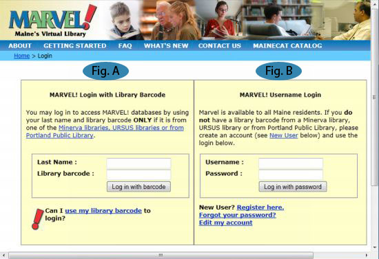 Screen shot of MARVEL login for remote users