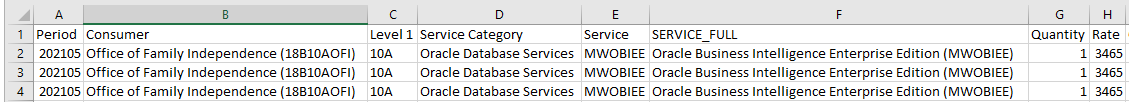 Oracle Database Service Rates