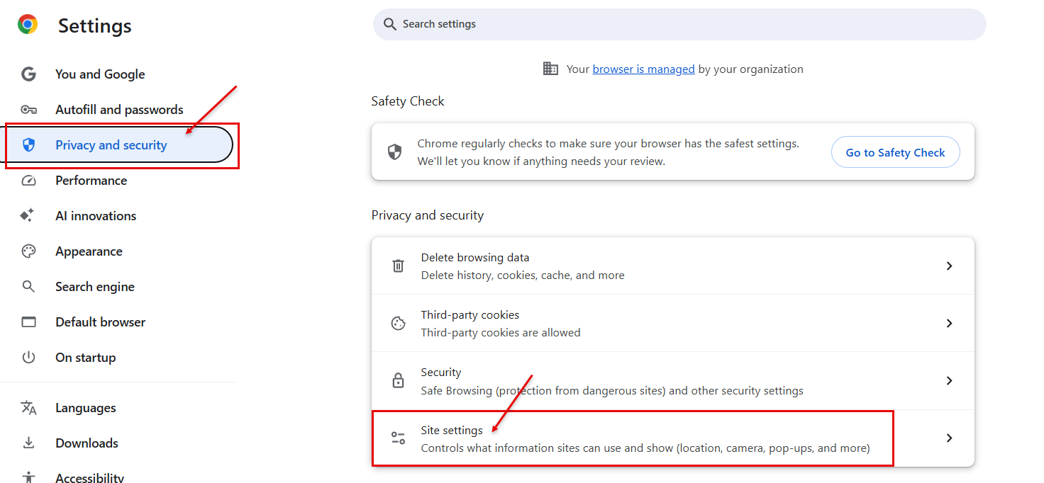 Chrome Privacy and security