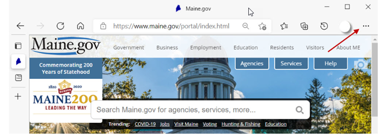 Elipses menu for Edge