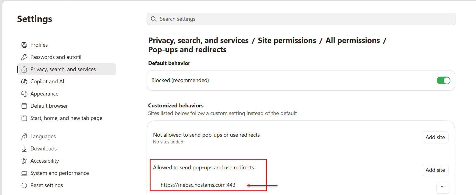 View trusted sites for Edge