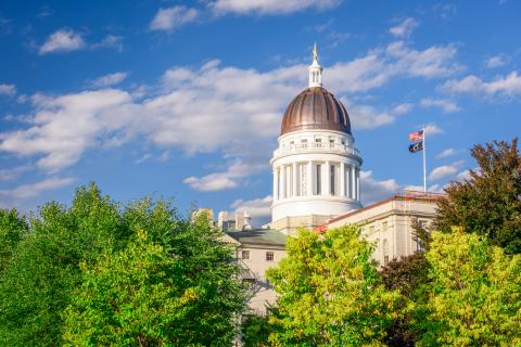 The top of the State of Maine capital building.