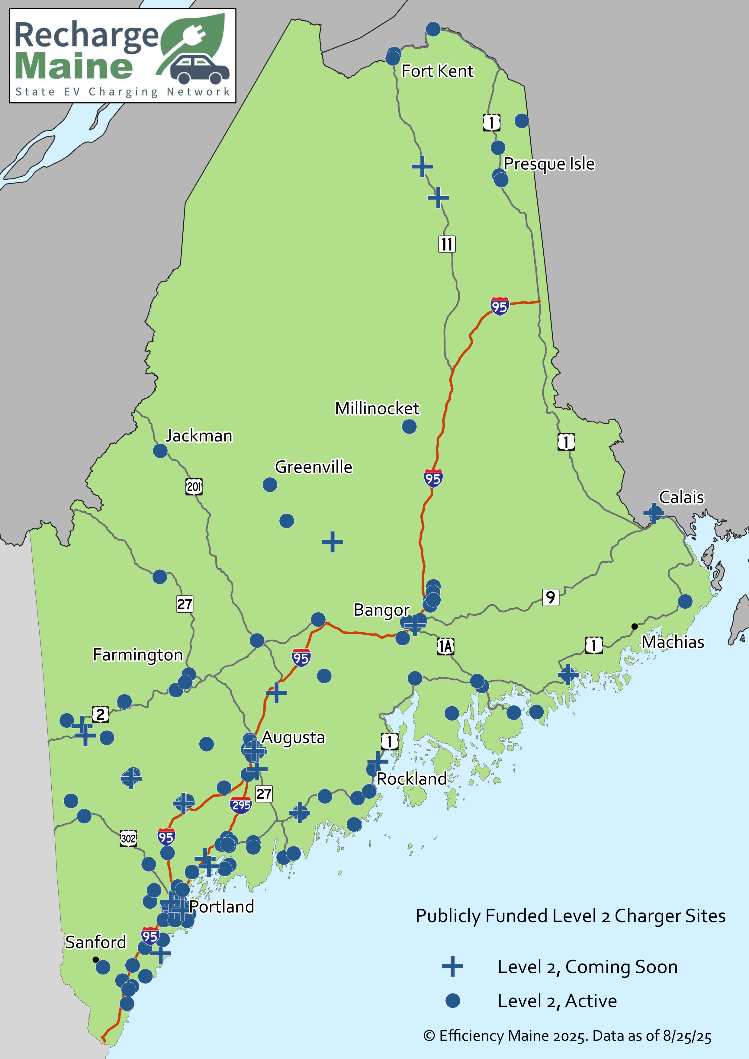 Publicly Funded Level 2 charging sites EV
