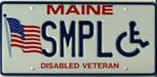 Image of a Maine Disabled Veteran parking license plate